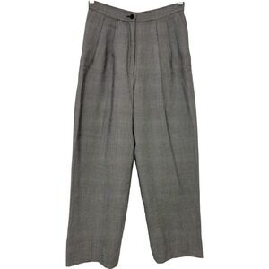 J. Crew Wool‎ Pleated Trousers Gray Black High Waisted Size 4P Career Vintage